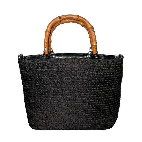 Gucci Black Quilted Bamboo Shoulder Bag 2way Bag with Strap Canvas P.Leather - Picture 2 of 15